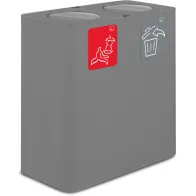 Poubelle 2 flux 100 litres gris avec couvercle basculant