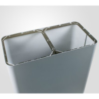 Poubelle 100 litres gris à deux flux avec couvercle basculant vue de profil