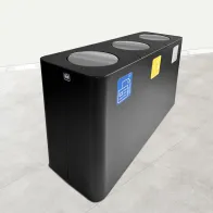 Poubelle tri sélectif 3 flux 100 litres noir avec couvercle basculant