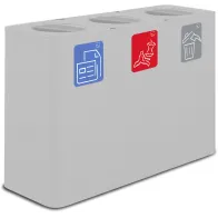 Poubelle tri sélectif 3 flux 100 litres blanche avec couvercle basculant