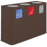 Poubelle tri sélectif 3 flux 300 litres acier couleur Corten