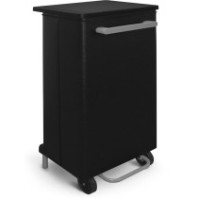 Poubelle cuisine 70 litres noire avec ouverture frontale et roulettes