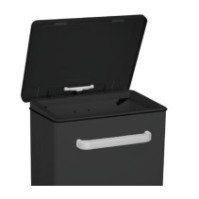 Poubelle cuisine 110 litres noire à roulettes vue frontale