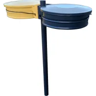 Support sac-poubelle double flux 110L à sceller avec couvercles anthracite et jaune