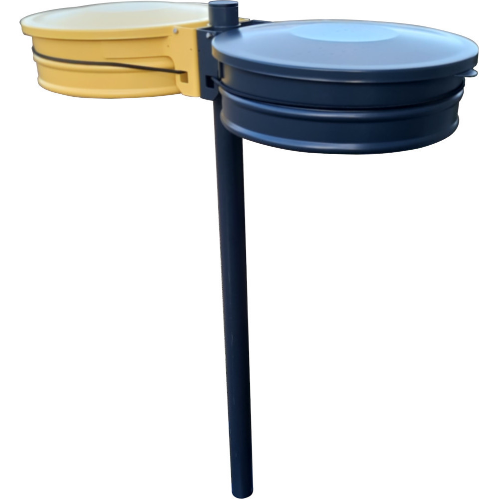 Support sac-poubelle double flux 110L à sceller avec couvercles anthracite et jaune Support sac-poubelle double flux 110L à sceller avec couvercles anthracite et jaune