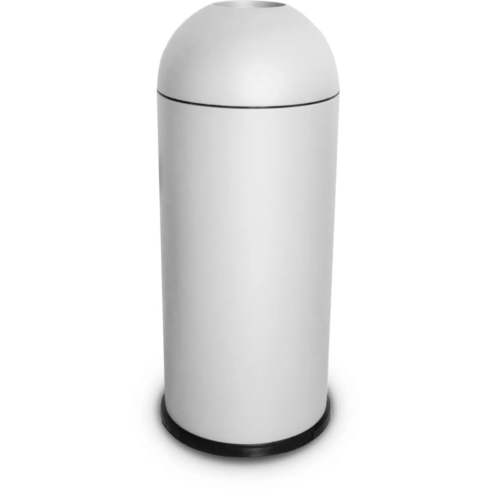 Poubelle design ronde blanche 68 litres avec ouverture dôme