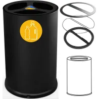 Poubelle tri sélectif 100 litres 3 compartiments noir vue de face