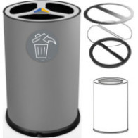 Poubelle tri sélectif 100 litres gris vue de face avec pictogrammes