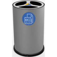 Poubelle tri sélectif 100 litres gris vue de profil avec pictogrammes