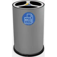 Poubelle tri sélectif 100 litres gris vue de profil avec pictogrammes