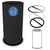 Poubelle tri sélectif 70 litres noire double compartiments acier