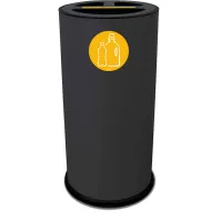 Poubelle tri sélectif noir 70 litres vue de face avec pictogrammes magnétiques