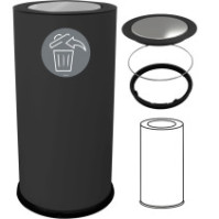 Poubelle design noir 50 litres avec couvercle basculant inox