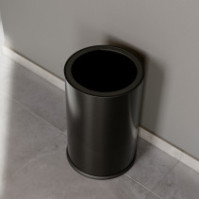 Poubelle ronde 50 litres noir acier ouverture ronde design