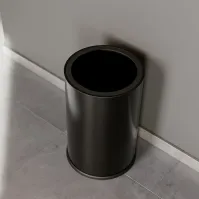 Poubelle ronde 50 litres grise acier avec ouverture ronde