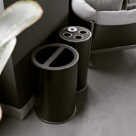 Poubelle tri sélectif 50 litres double compartiment noir vue frontale