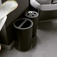 Poubelle tri sélectif 50 litres double compartiment noir vue frontale