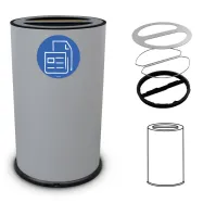 Poubelle tri sélectif 50 litres double compartiment gris acier