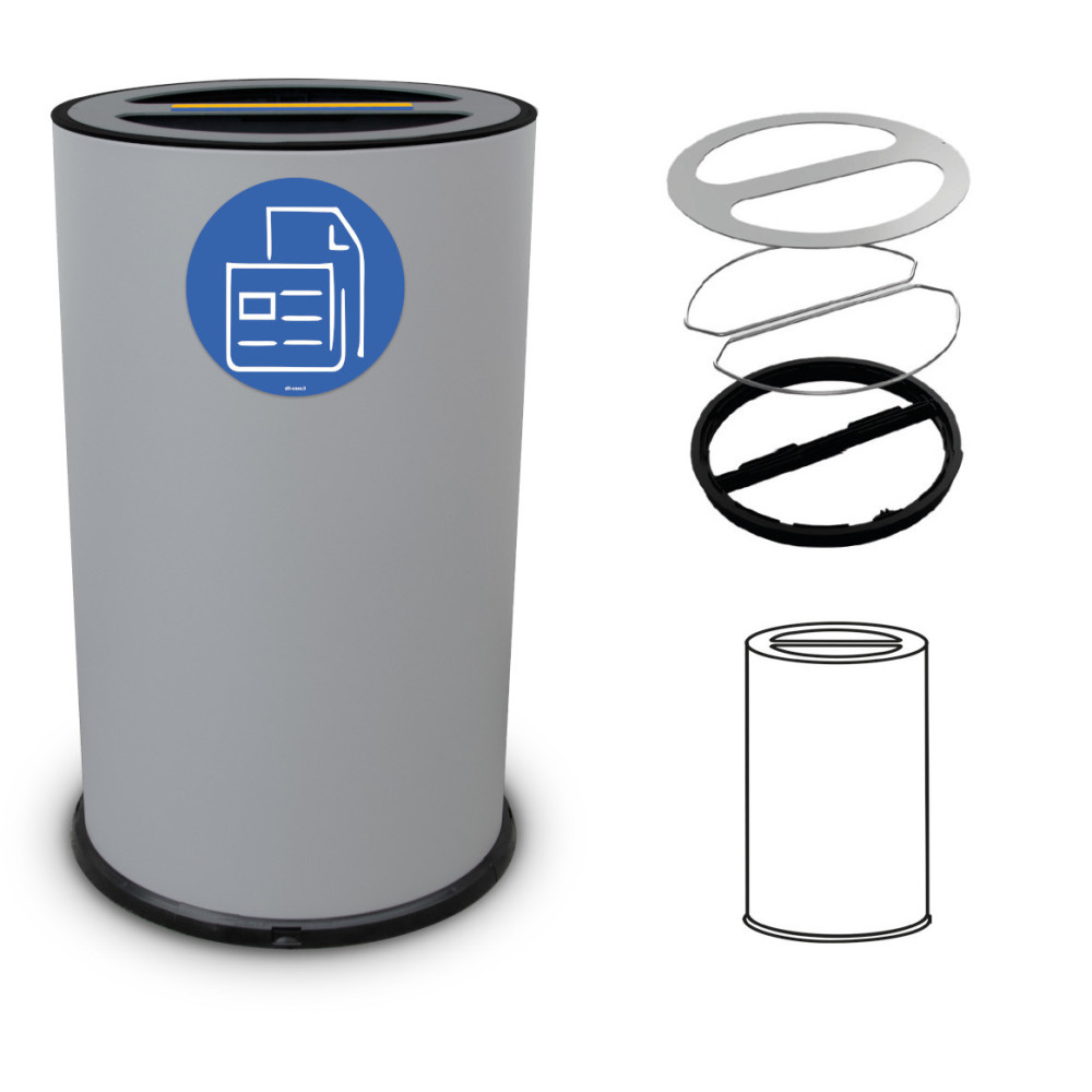 Poubelle tri sélectif 50 litres double compartiment gris acier