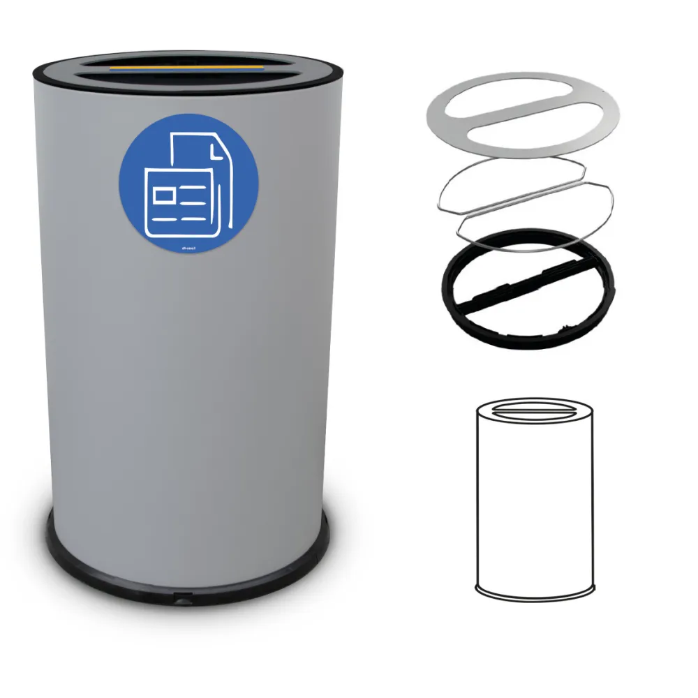 Poubelle tri sélectif 50 litres double compartiment gris acier