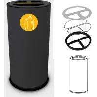 Poubelle tri sélectif 50 litres noire triple compartiments acier