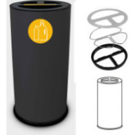 Poubelle tri sélectif 50 litres noire triple compartiments acier