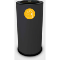 Poubelle tri sélectif 50 litres noire à trois compartiments vue latérale