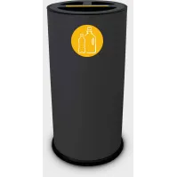 Poubelle tri sélectif 50 litres noire à trois compartiments vue latérale