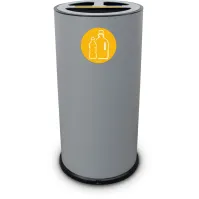 Poubelle tri sélectif 50 litres grise trois compartiments vue de face