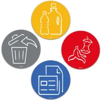 Poubelle tri sélectif 50 litres grise trois compartiments avec pictogrammes magnétiques