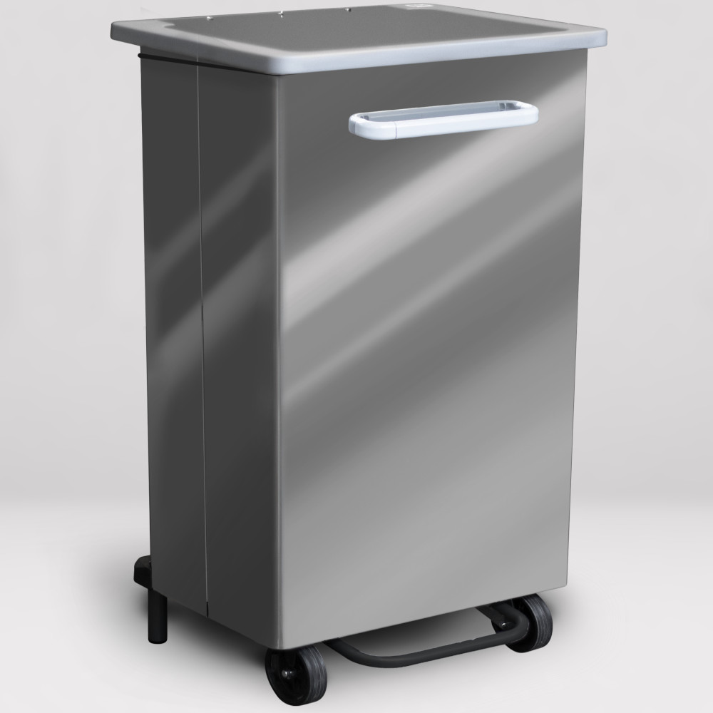 Poubelle cuisine inox 90L avec support et ouverture avant