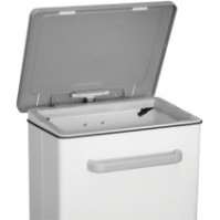 Poubelle cuisine inox 90L vue de face avec pédale détail