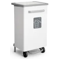 Poubelle cuisine inox 90L brillante vue détaillée de face avec pédale