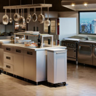 Support de sac poubelle cuisine 90L acier blanc mobile