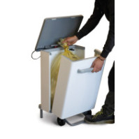 Support de sac poubelle cuisine 90L acier blanc avec pédale