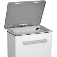 Support sac poubelle cuisine 90L acier blanc vue profil mobile