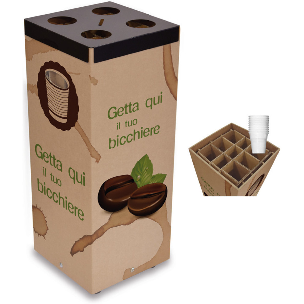 Collecteur poubelle carton 70 cm pour tasses café recyclables Collecteur poubelle carton 70 cm pour tasses café recyclables