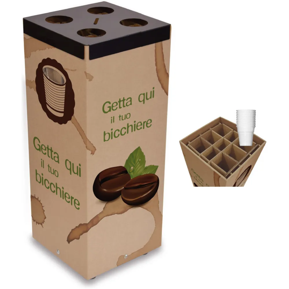 Collecteur poubelle carton 70 cm pour tasses café recyclables Collecteur poubelle carton 70 cm pour tasses café recyclables