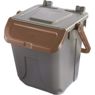 Poubelle marron 25L avec couvercle basculant et anse