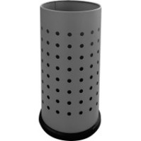 Porte-parapluie gris perforé acier 24x48 cm avec bac imperméable