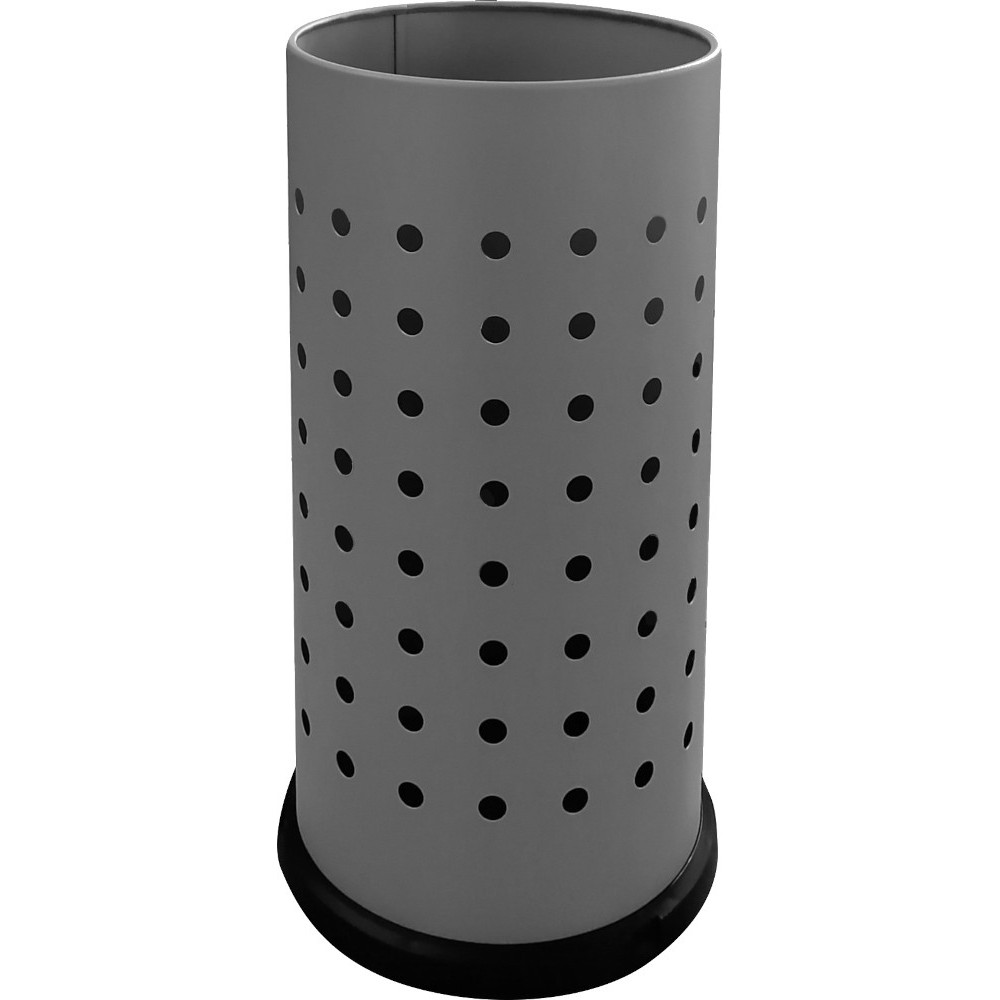 Porte-parapluie gris perforé acier 24x48 cm avec bac imperméable