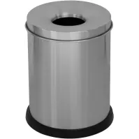 Poubelle antifeu inox 15 litres vue de face bureau