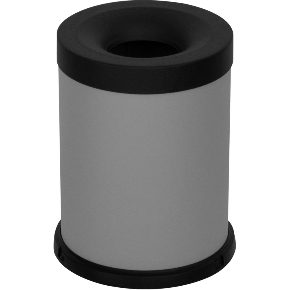 Poubelle antifeu grise 15 litres vue de face bureau