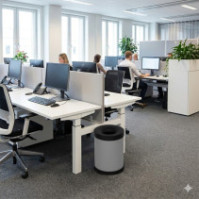 Poubelle antifeu grise 15 litres vue de profil bureau