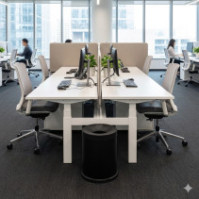 Poubelle antifeu noire 15 litres vue de profil bureau