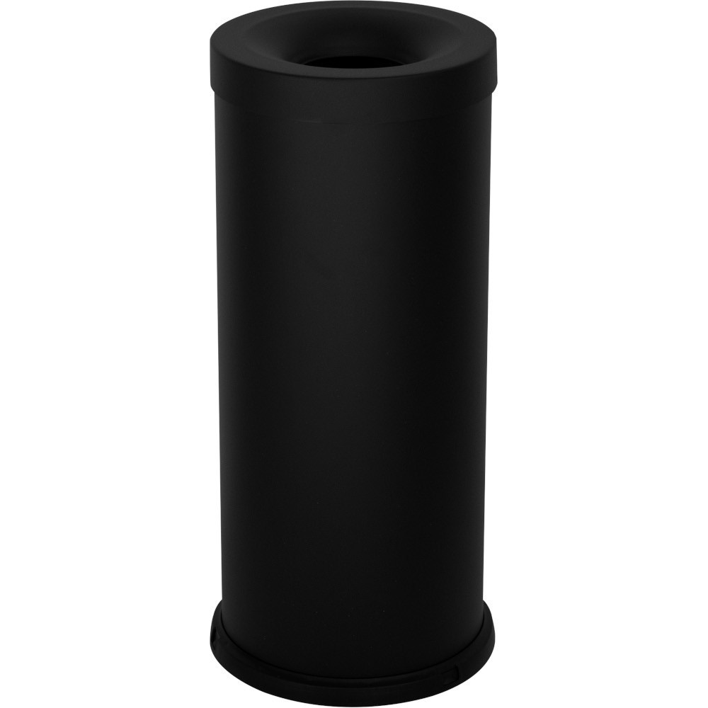 Poubelle antifeu noire 25 litres vue de face acier robuste