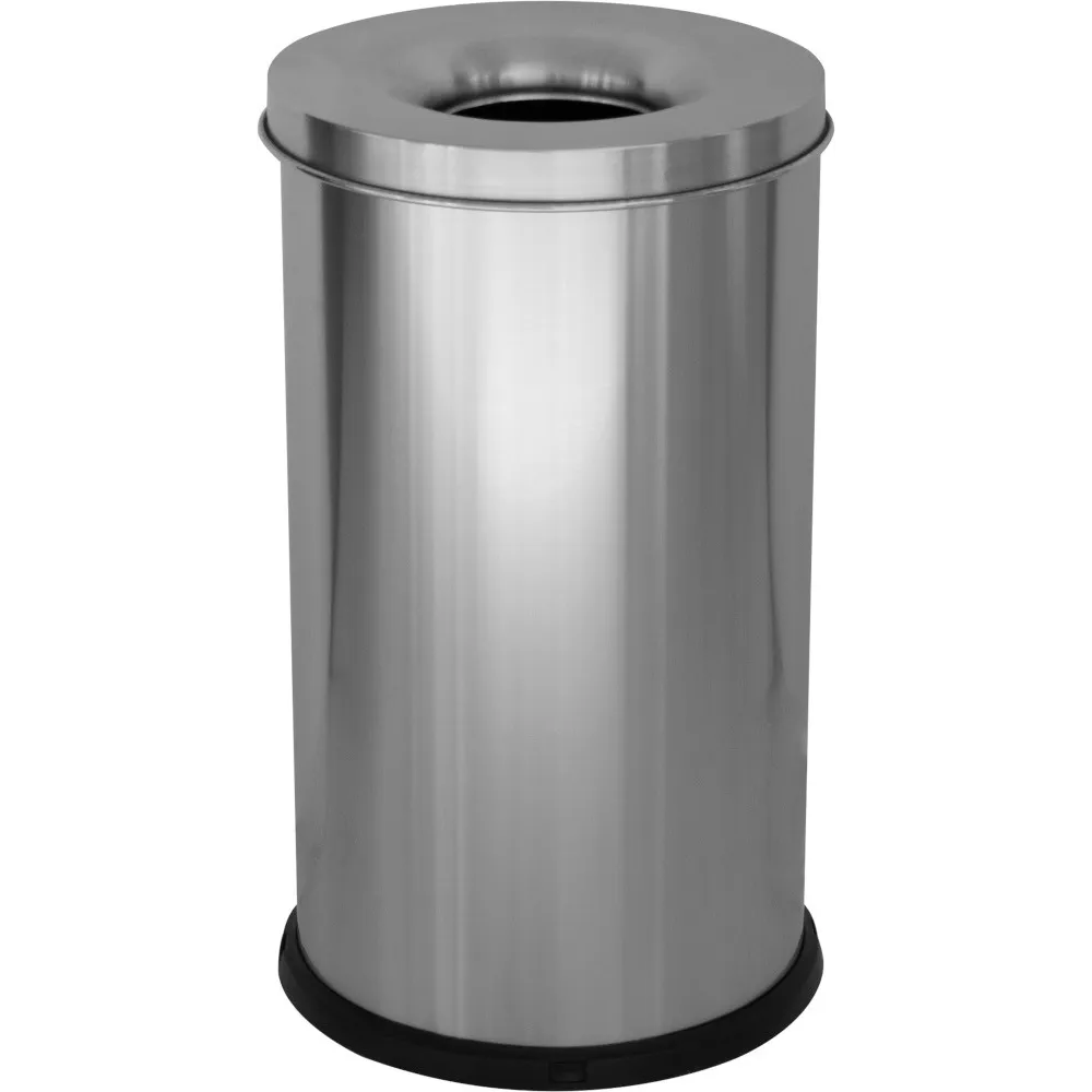Poubelle auto-extinguible inox 40 litres vue de face bureau