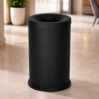 Poubelle antifeu noire 40 litres vue de face en acier