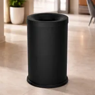 Poubelle antifeu noire 40 litres vue de face en acier