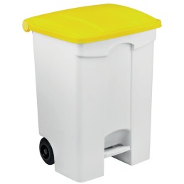 Blanc Poubelle pour le tri sélectif des déchets poubelles poubelle avec clip pour intérieur et extérieur en plastique solide 80 l avec roulettes pour une mobilité aisée 